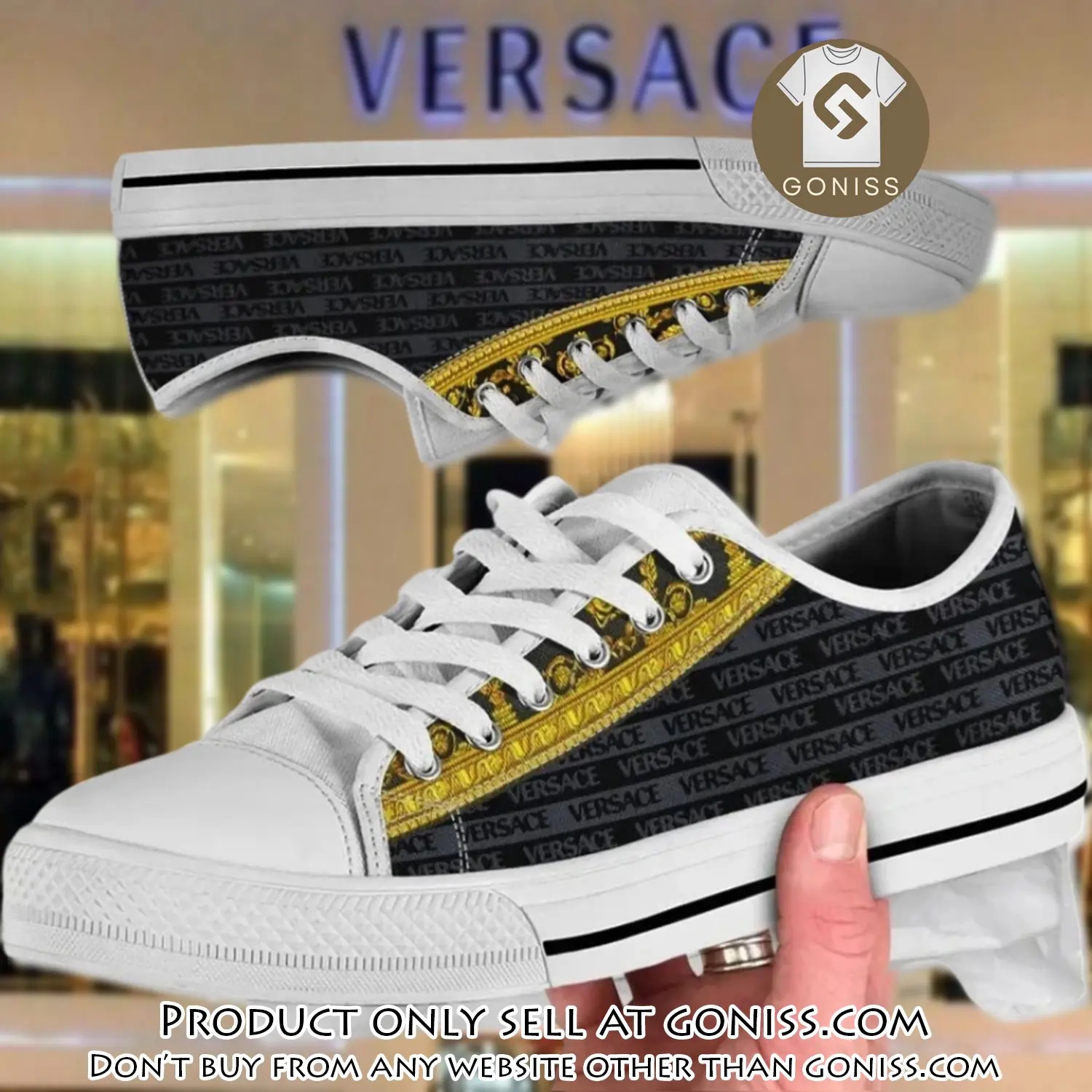 Versace grey low top canvas shoes luxury brand gifts for men women gn0119714